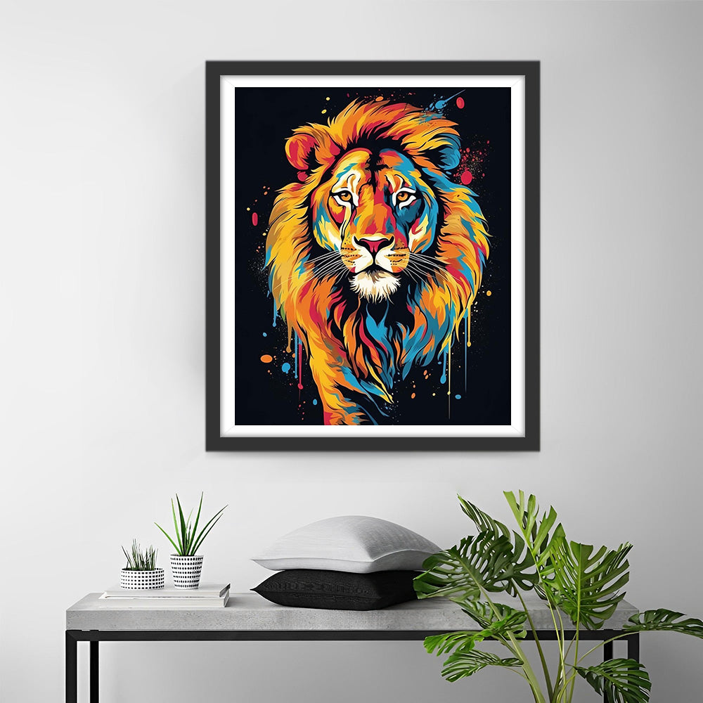 Beau Lion Style Aquarelle Broderie Diamant