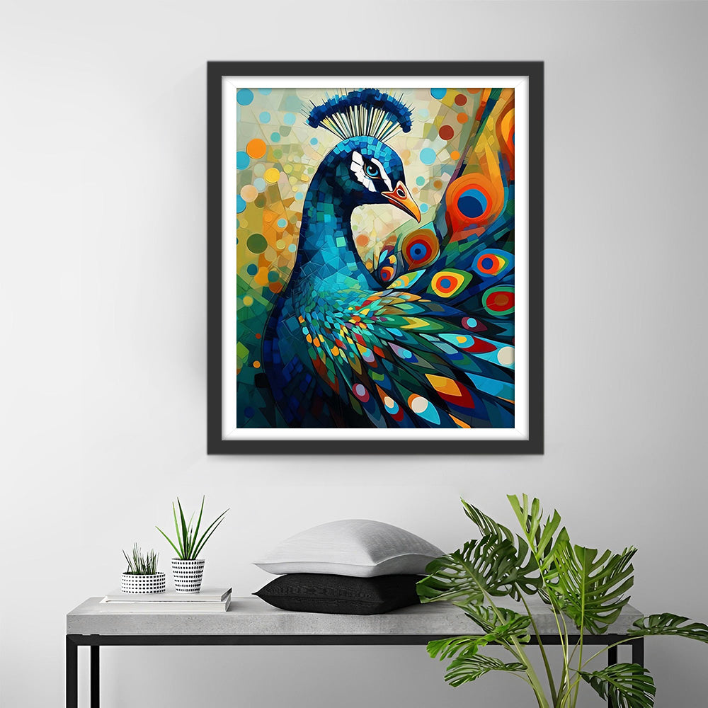 Beau Paon Broderie Diamant