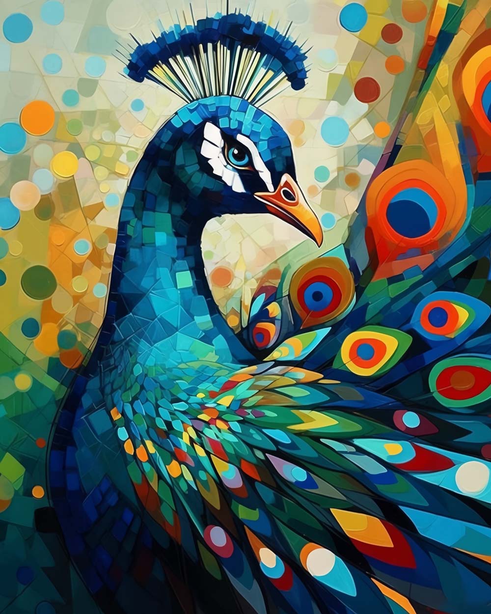 Beau Paon Broderie Diamant