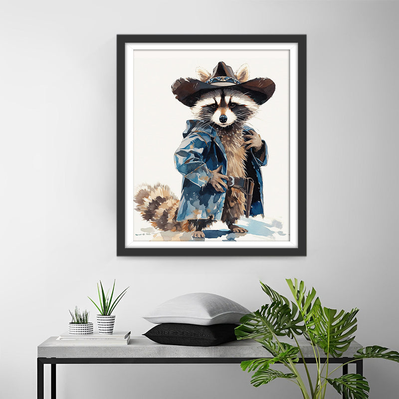 Beau Raton Laveur avec Chapeau Broderie Diamant