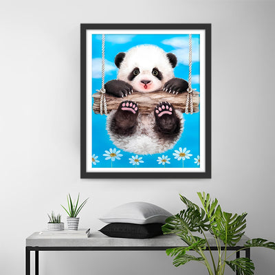 Bébé Panda sur la Balancoire Broderie Diamant