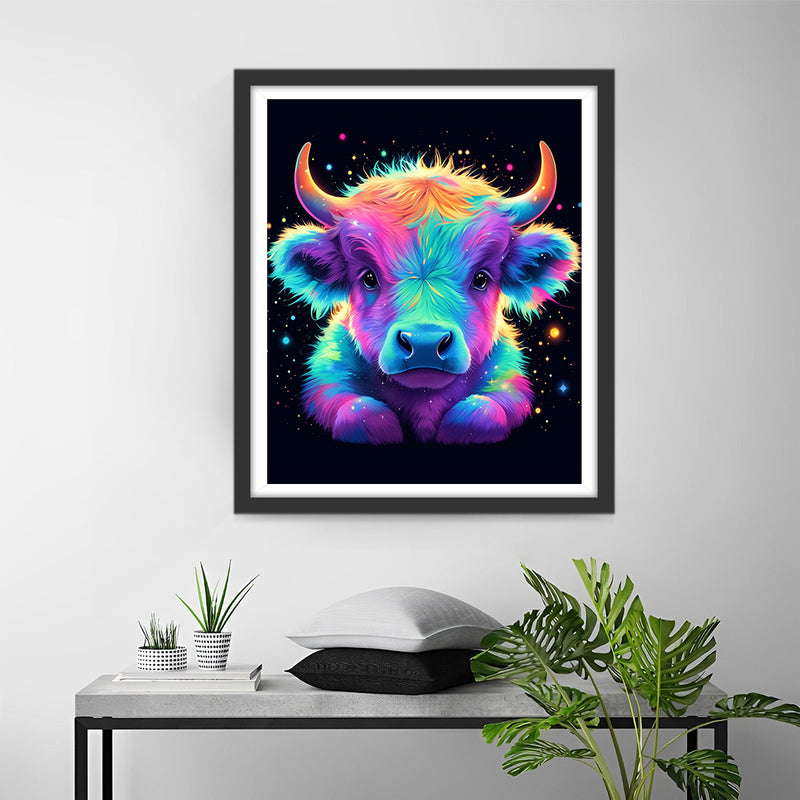 Bébé Vache Highland Colorée Broderie Diamant