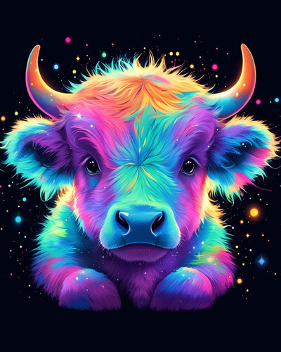 Bébé Vache Highland Colorée Broderie Diamant