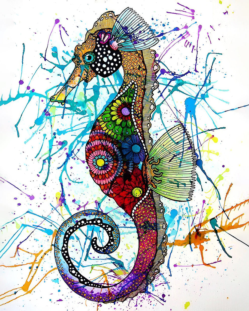 Bel Hippocampe Broderie Diamant