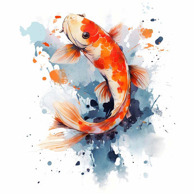Belle Carpe Koi à l’Encre Rouge Broderie Diamant