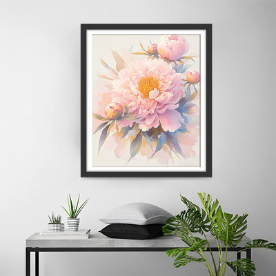 Belles Pivoines Roses Broderie Diamant