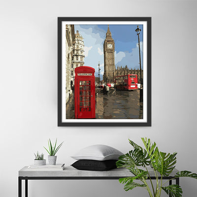 Big Ben et Cabine Telephonique Rouge Broderie Diamant