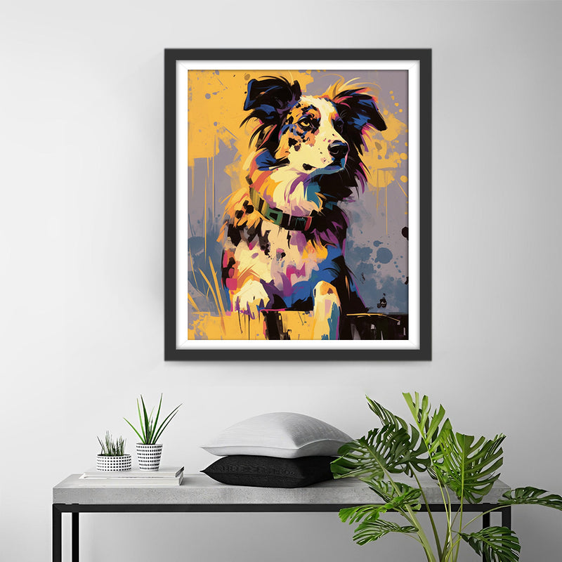 Border Collie Graffiti Broderie Diamant