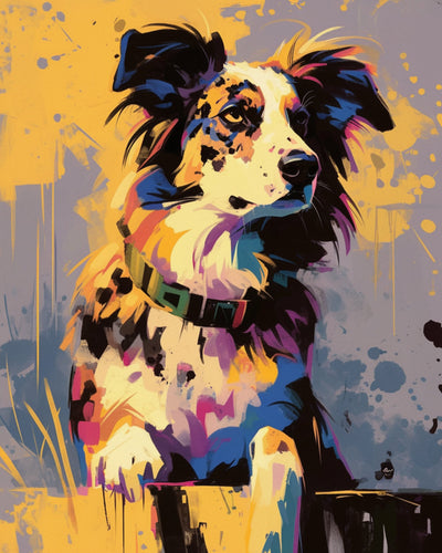 Border Collie Graffiti Broderie Diamant