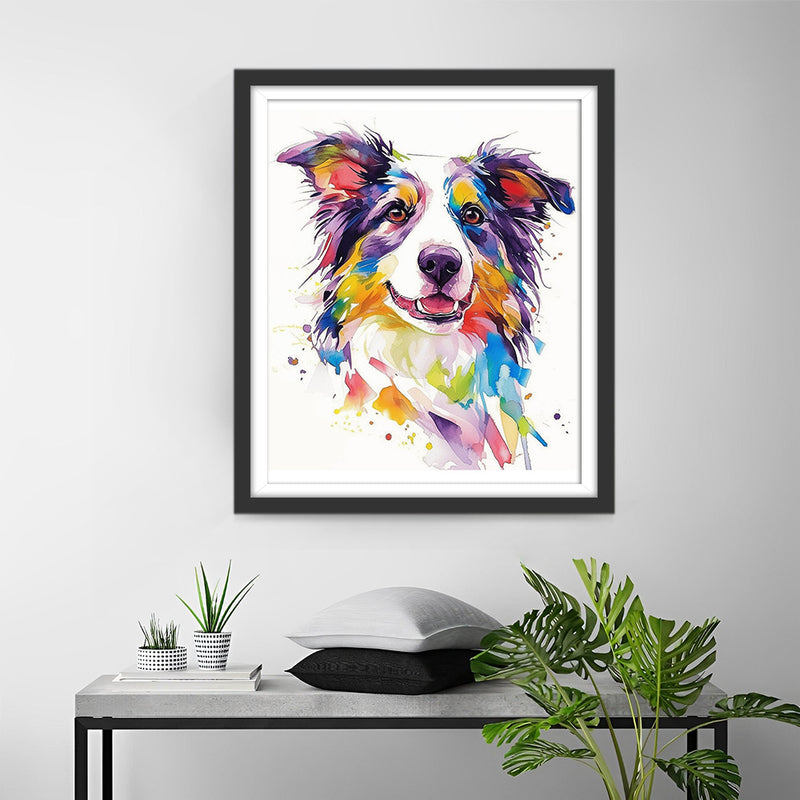 Border Collie Heureux Broderie Diamant