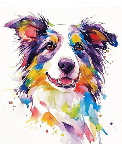 Border Collie Heureux Broderie Diamant