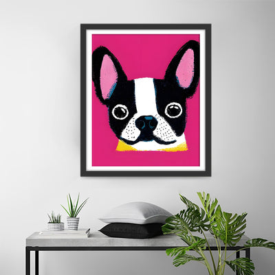 Boston Terrier Coloré Broderie Diamant