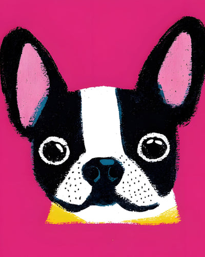 Boston Terrier Coloré Broderie Diamant