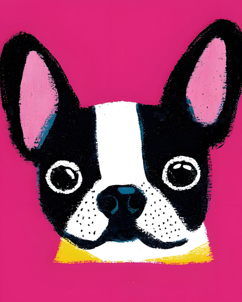 Boston Terrier Coloré Broderie Diamant