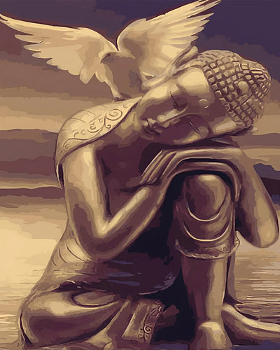 Bouddha et Pigeon Broderie Diamant