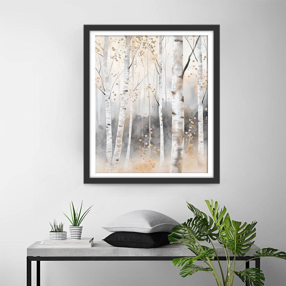 Bouleaux en Hiver Broderie Diamant