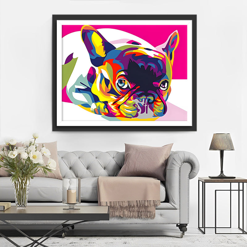 Bouledogue Coloré Broderie Diamant
