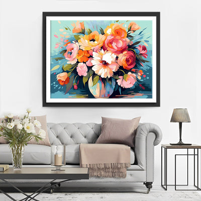 Bouquet de Fleurs dans un Vase Broderie Diamant