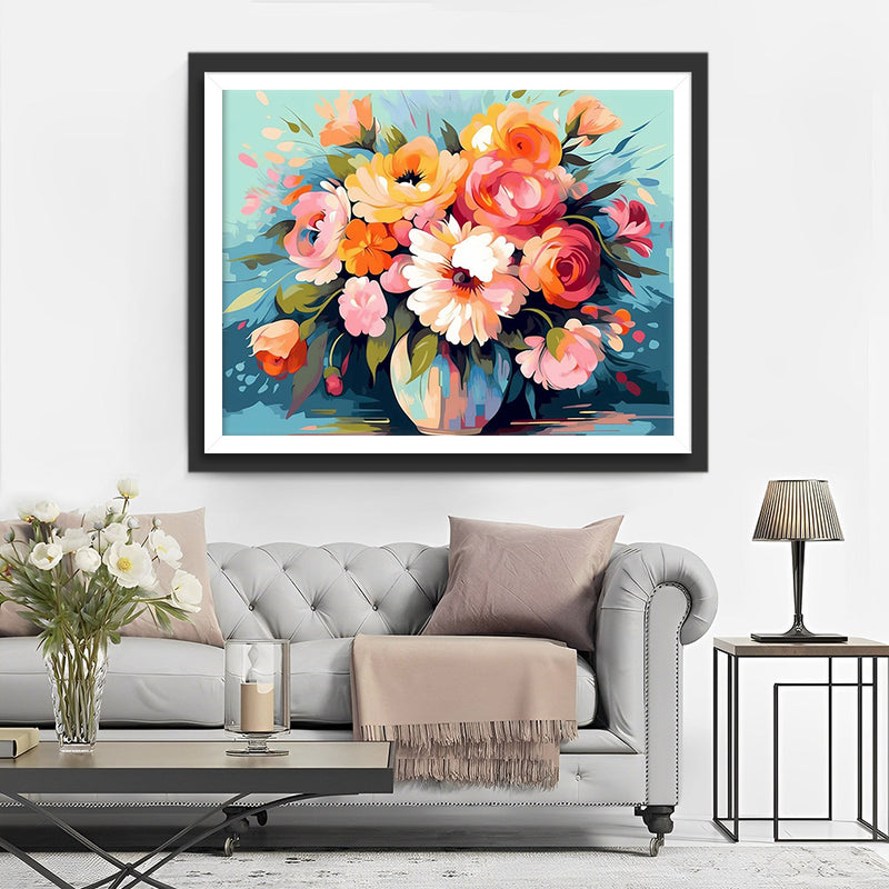 Bouquet de Fleurs dans un Vase Broderie Diamant