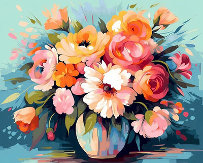 Bouquet de Fleurs dans un Vase Broderie Diamant