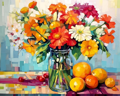 Bouquet de Fleurs et Fruits Broderie Diamant