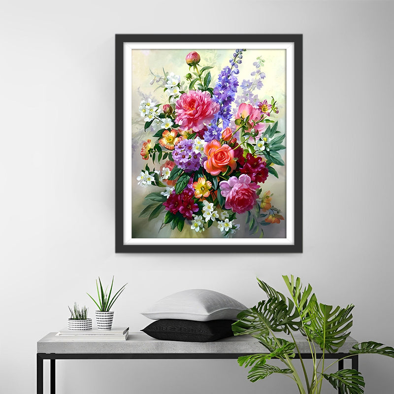 Bouquet de Roses et de Lilas Broderie Diamant