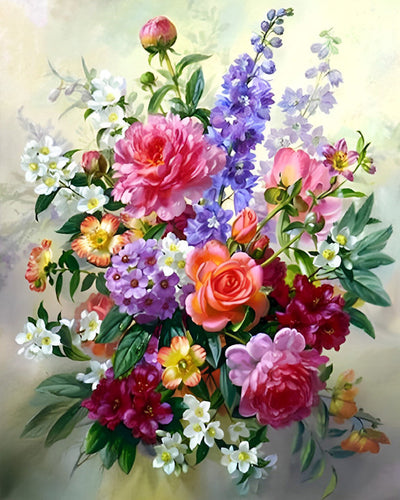 Bouquet de Roses et de Lilas Broderie Diamant