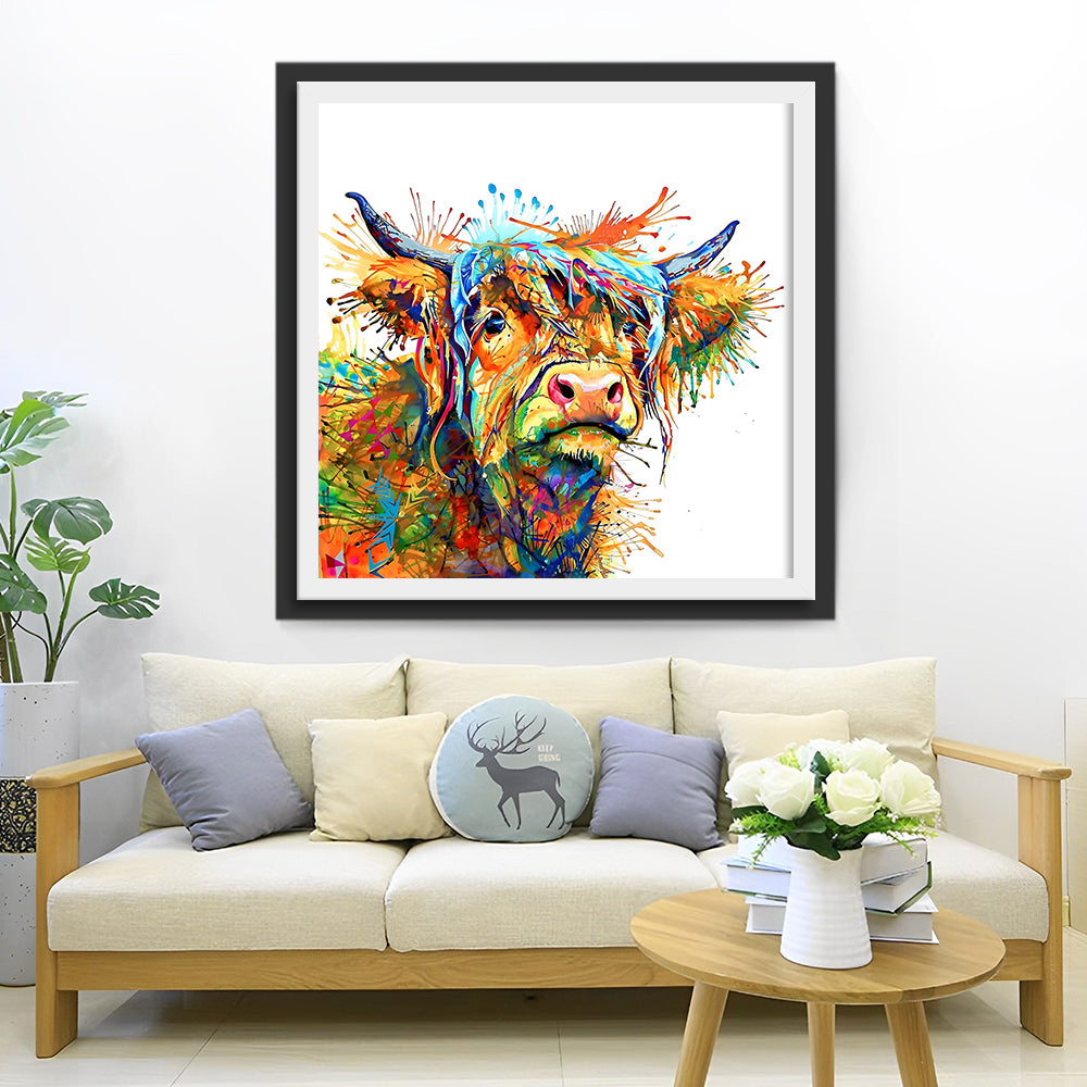 Bovin Highland Coloré Broderie Diamant