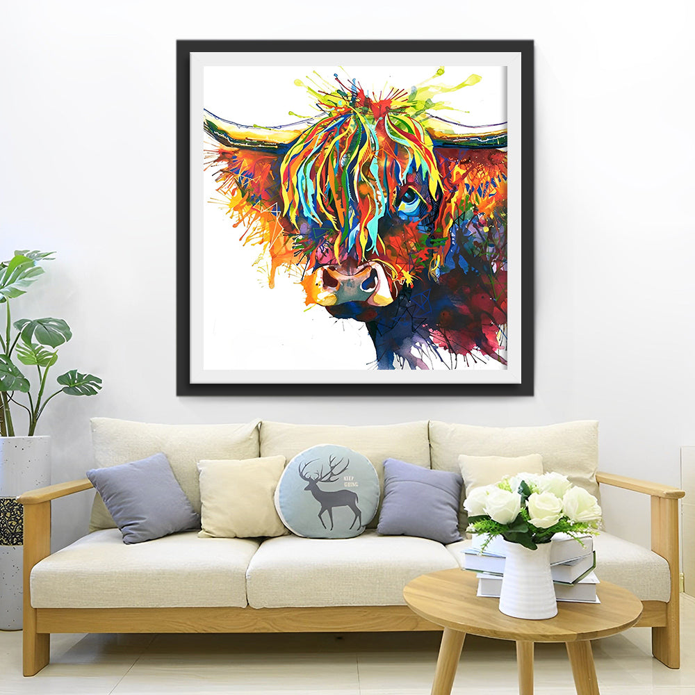 Bovin Highland Coloré Espiègle Broderie Diamant