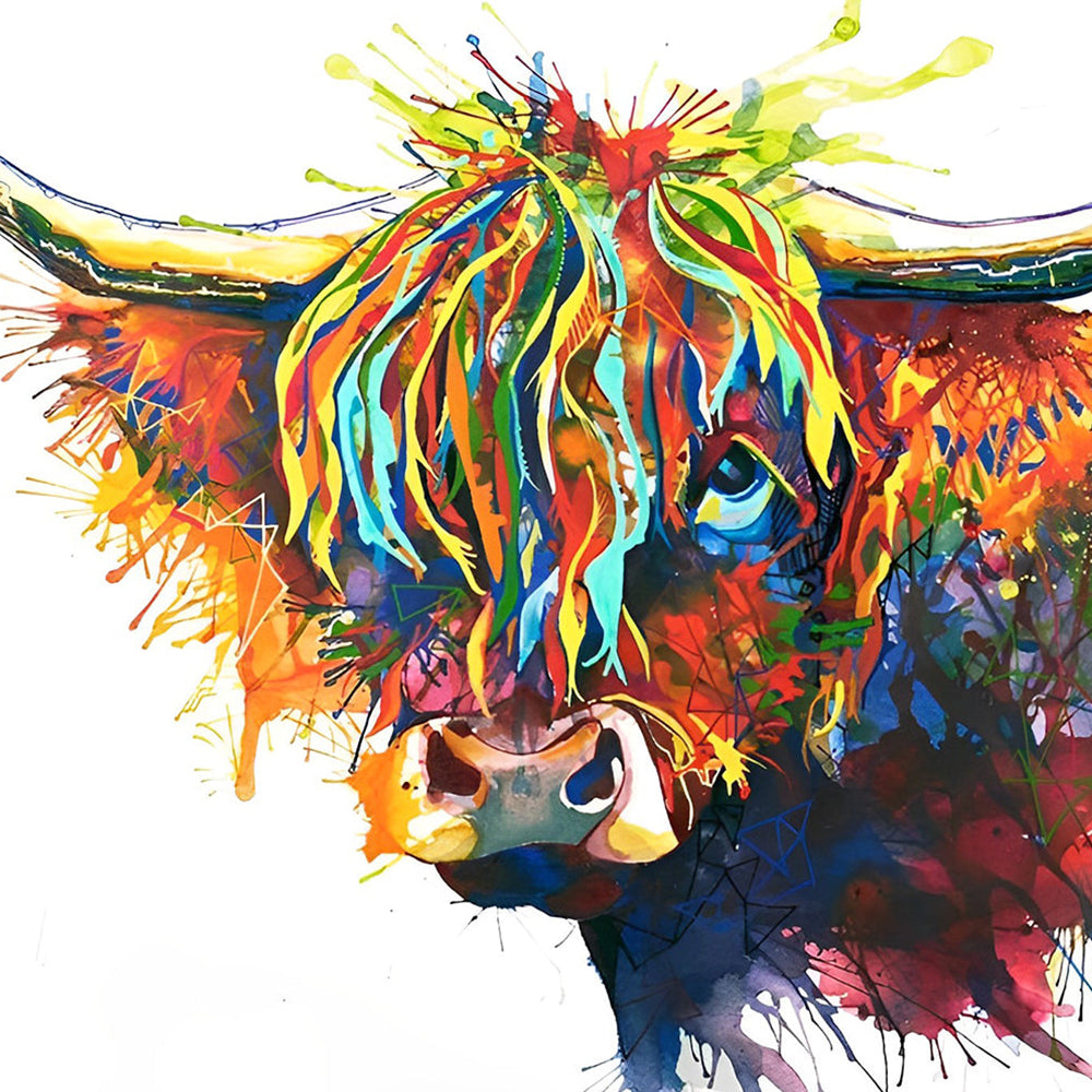 Bovin Highland Coloré Espiègle Broderie Diamant