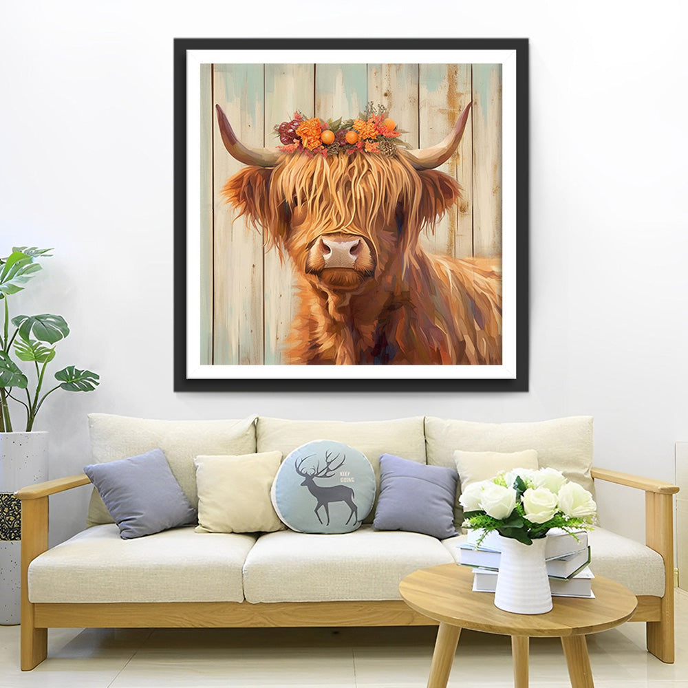 Bovins Highland avec une Couronne Broderie Diamant