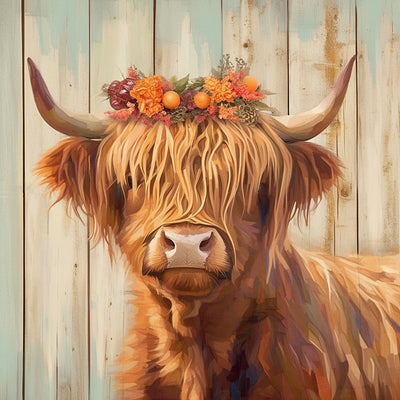 Bovins Highland avec une Couronne Broderie Diamant
