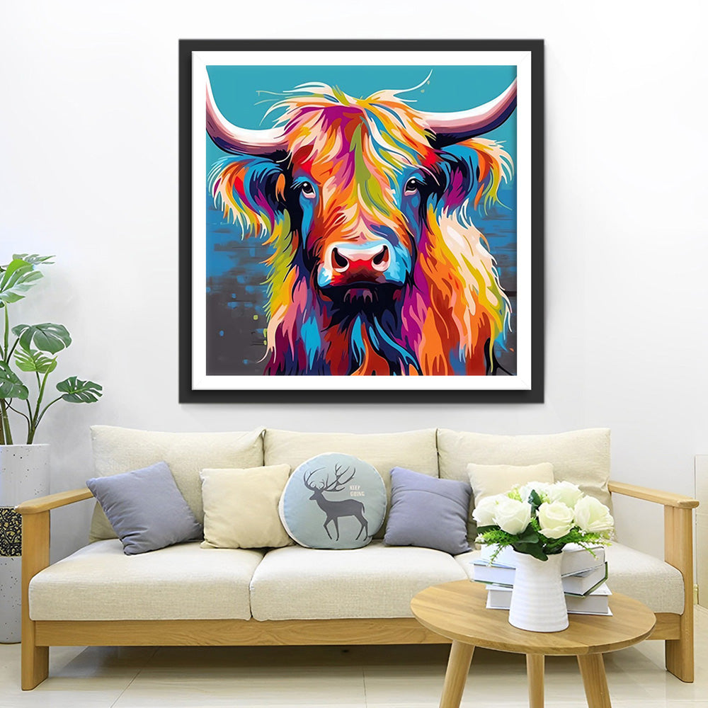 Bovins Highland Colorés Broderie Diamant