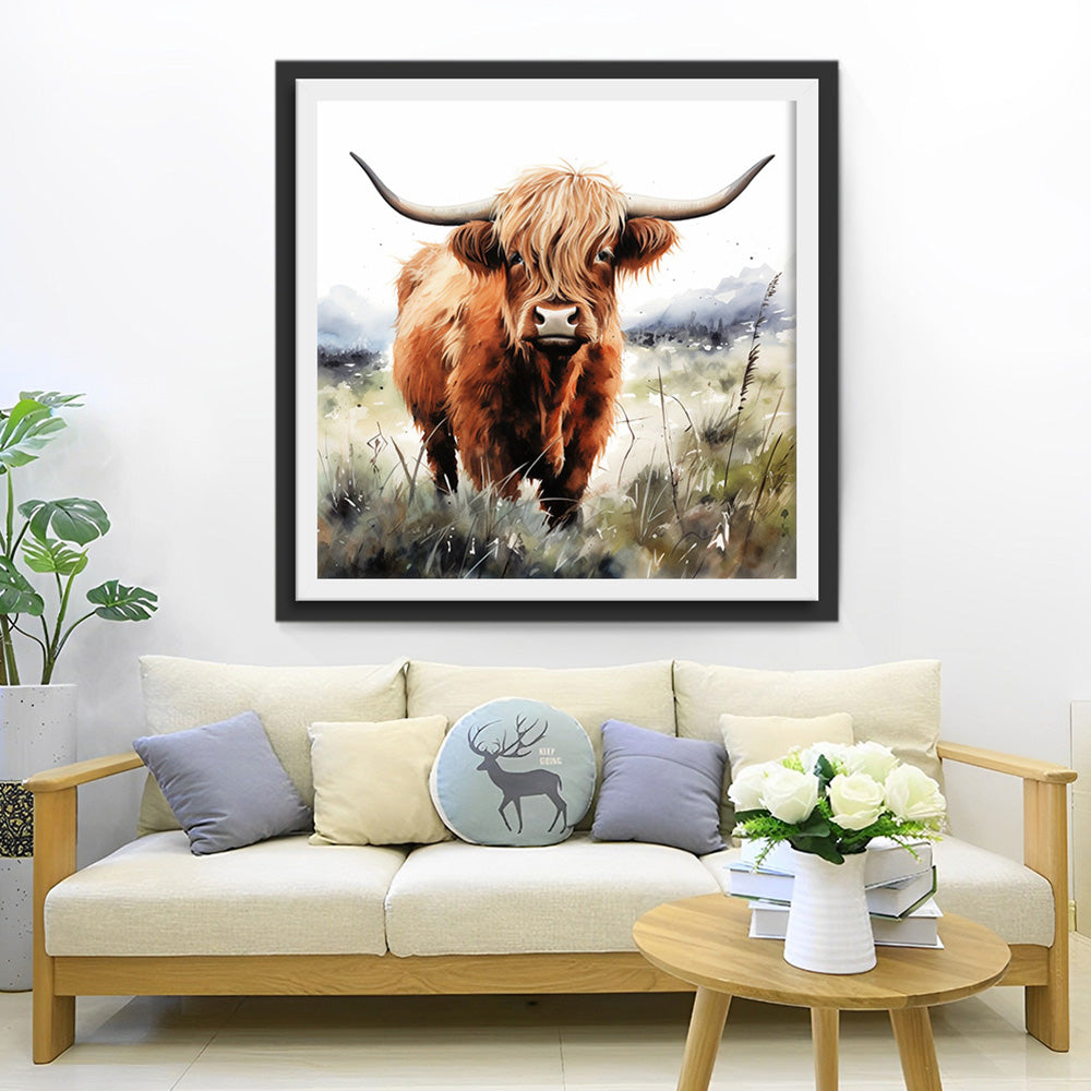 Bovins Highland sur la Prairie Broderie Diamant