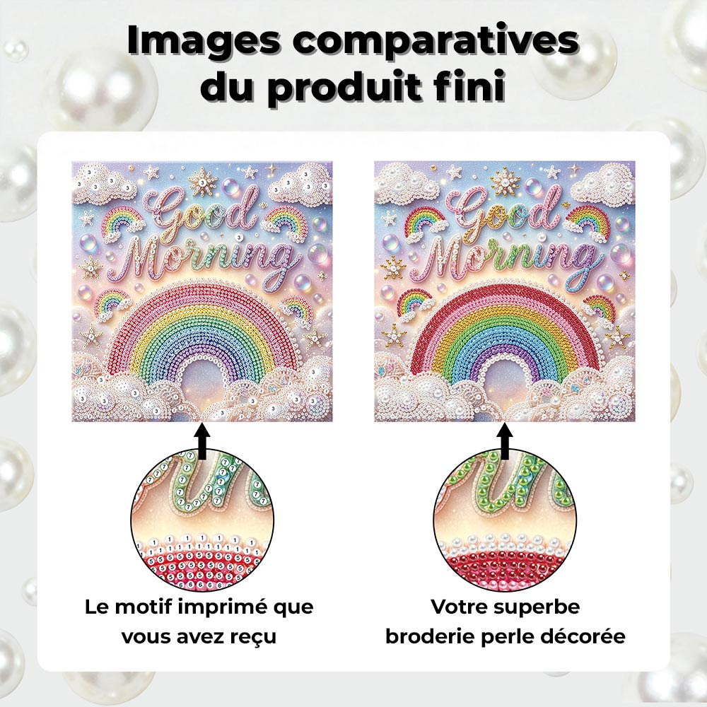 Broderie Diamant | Broderie Perle | Arc-en-Ciel dans les Nuages
