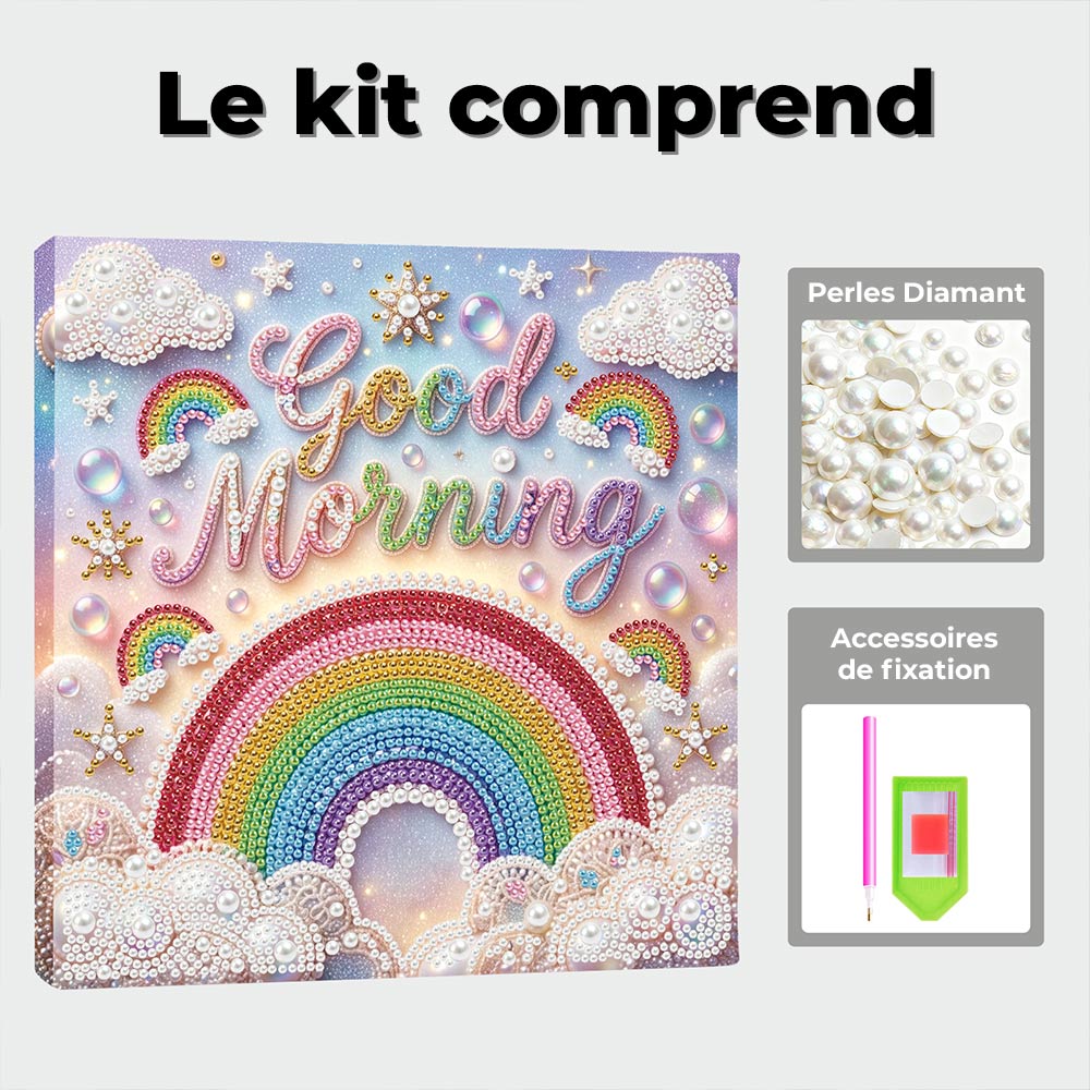 Broderie Diamant | Broderie Perle | Arc-en-Ciel dans les Nuages