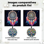 Broderie Diamant | Broderie Perle | Attrape-Rêves à Plumes dans le Ciel Étoilé
