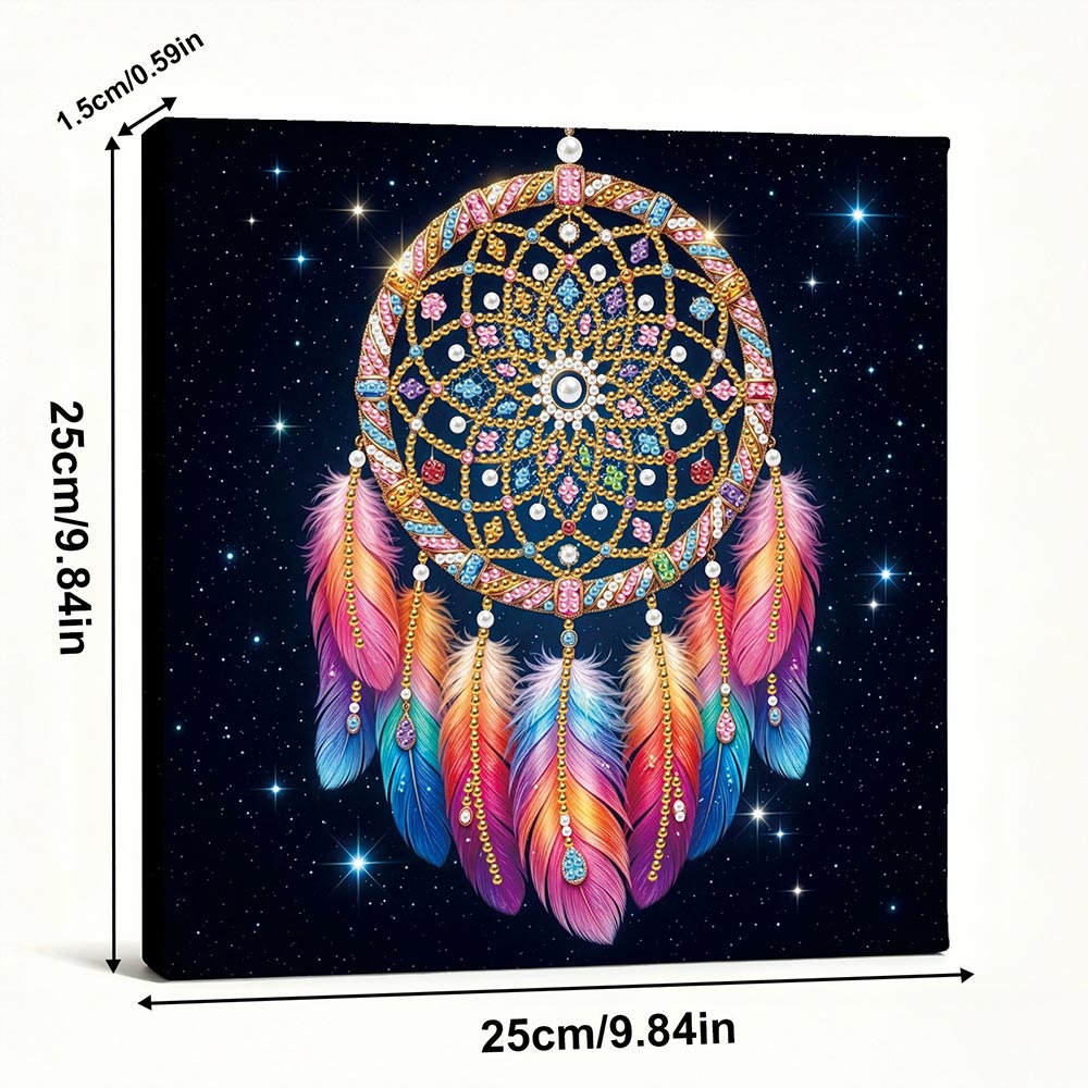 Broderie Diamant | Broderie Perle | Attrape-Rêves à Plumes dans le Ciel Étoilé