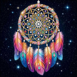 Broderie Diamant | Broderie Perle | Attrape-Rêves à Plumes dans le Ciel Étoilé