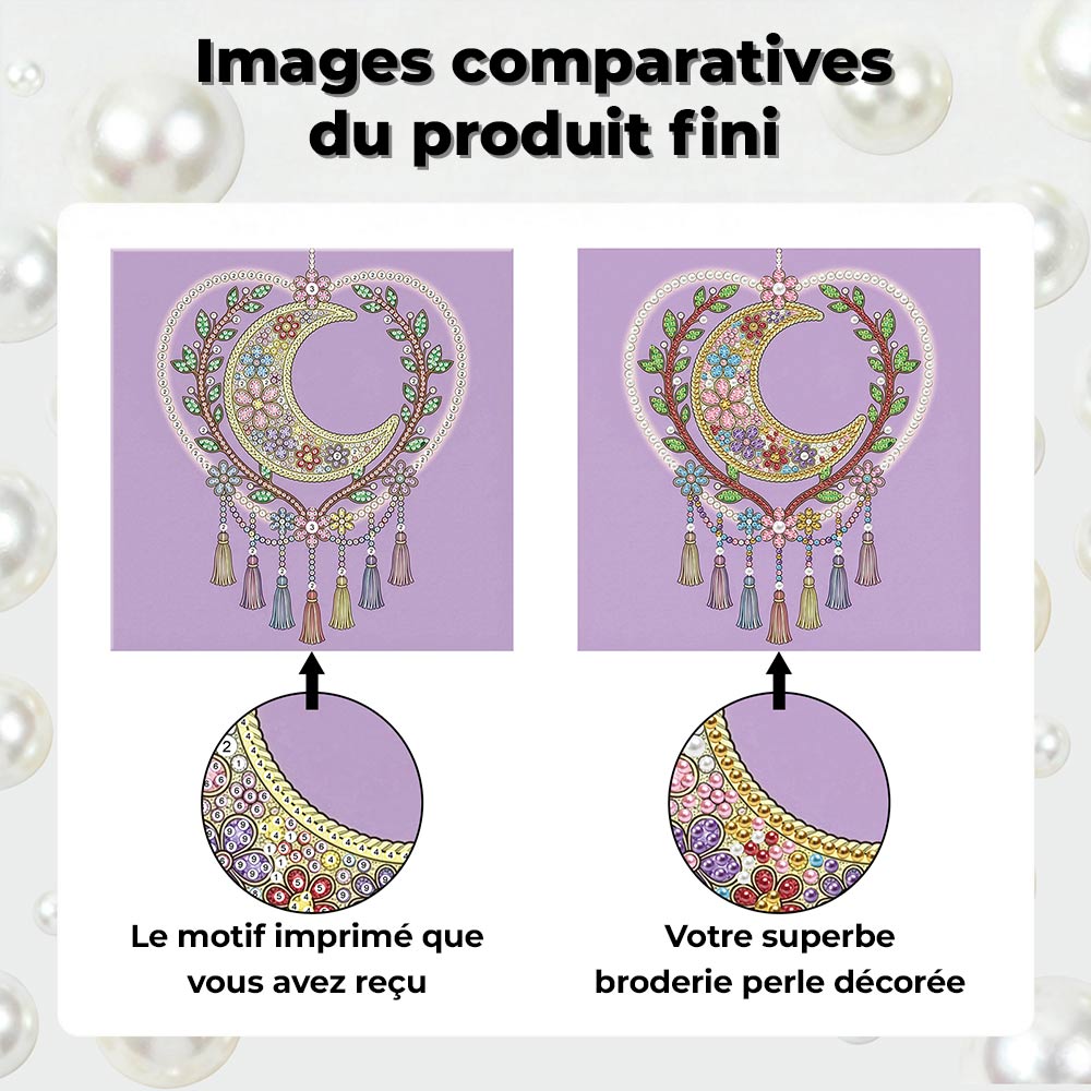 Broderie Diamant | Broderie Perle | Attrape-Rêves en Forme de Cœur