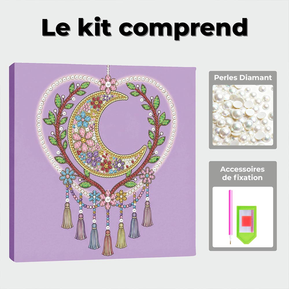 Broderie Diamant | Broderie Perle | Attrape-Rêves en Forme de Cœur