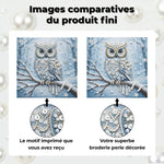 Broderie Diamant | Broderie Perle | Hibou dans la Forêt Enneigée