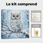 Broderie Diamant | Broderie Perle | Hibou dans la Forêt Enneigée