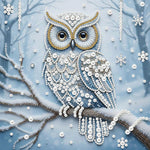 Broderie Diamant | Broderie Perle | Hibou dans la Forêt Enneigée