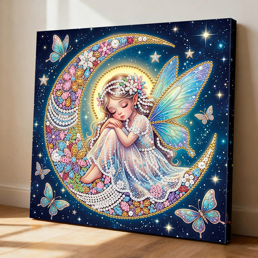 Broderie Diamant | Broderie Perle | La Fée Papillon sur la Lune