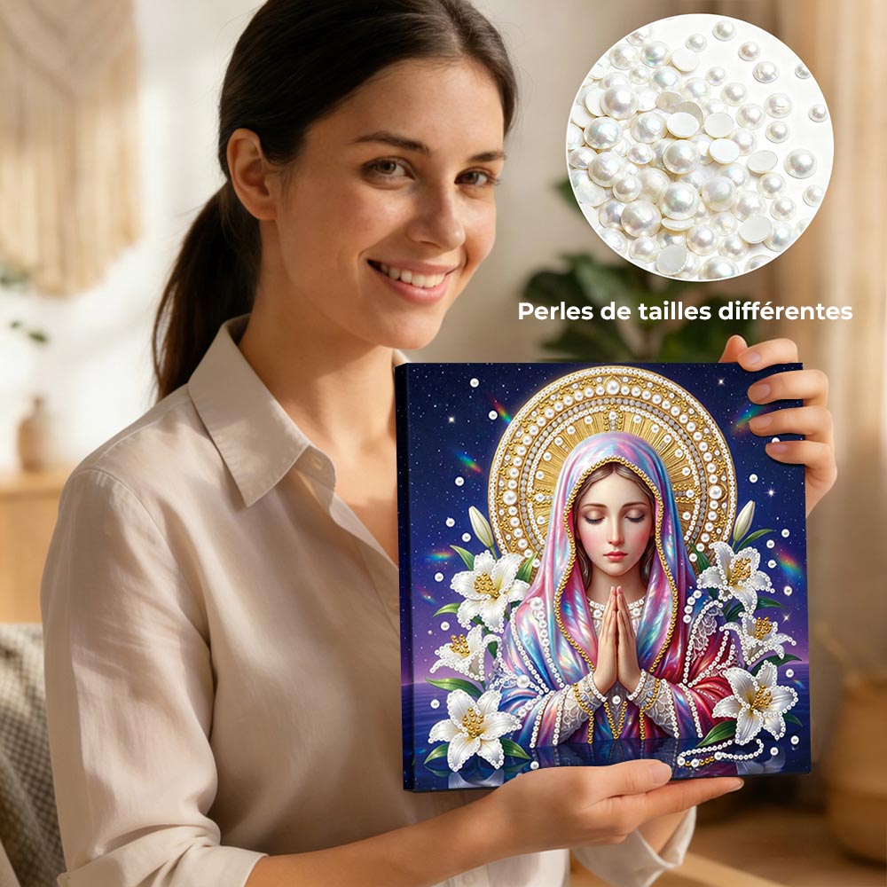 Broderie Diamant | Broderie Perle | La Vierge Marie et les Lys