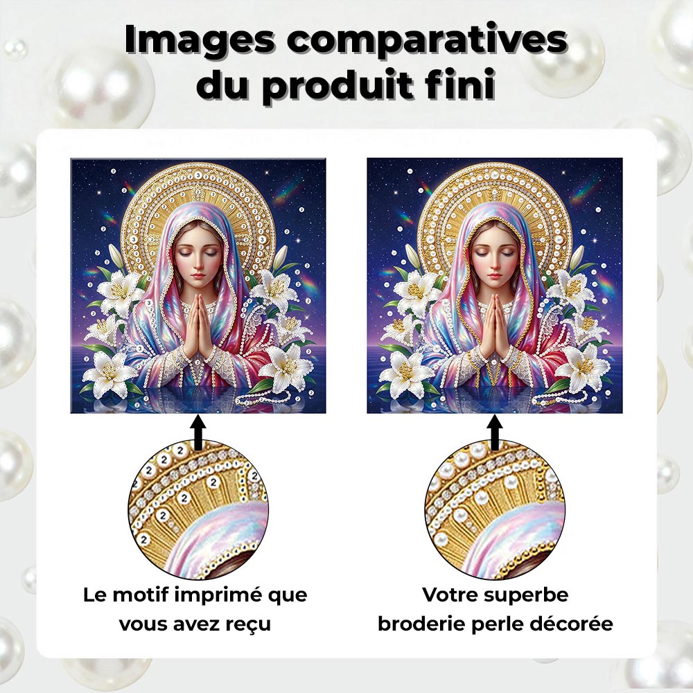 Broderie Diamant | Broderie Perle | La Vierge Marie et les Lys
