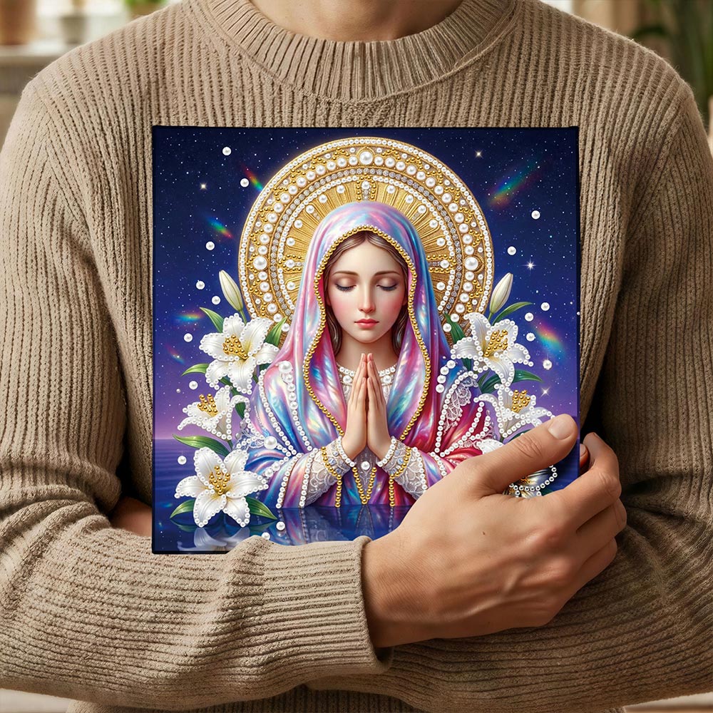 Broderie Diamant | Broderie Perle | La Vierge Marie et les Lys