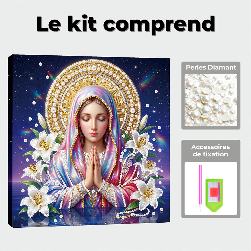 Broderie Diamant | Broderie Perle | La Vierge Marie et les Lys