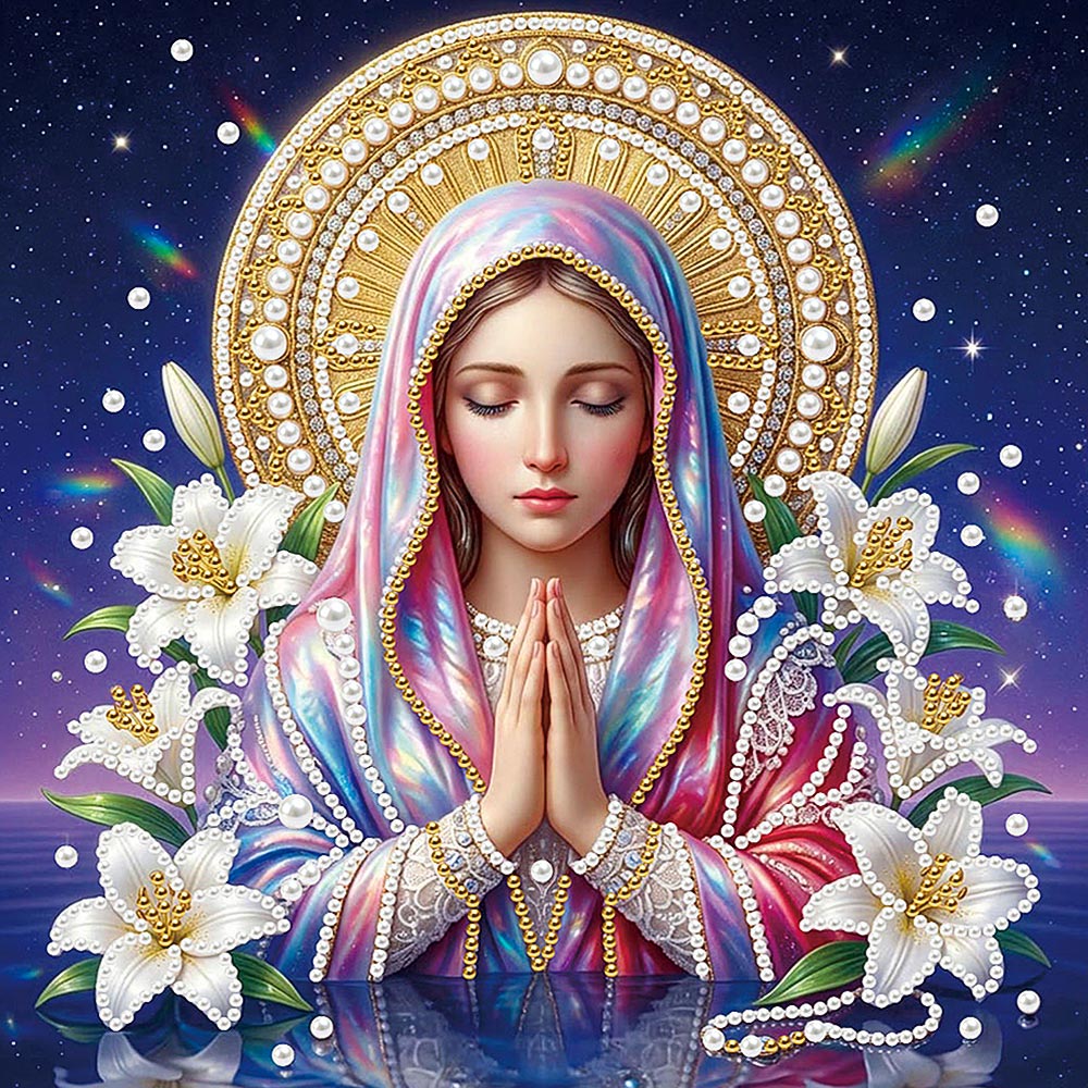 Broderie Diamant | Broderie Perle | La Vierge Marie et les Lys